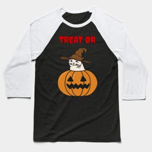 Trick or Treat Halloween Sad Cat Meme Baseball T-Shirt